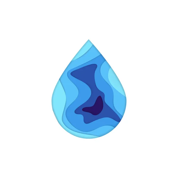 Gota de agua de corte en papel — Vector de stock