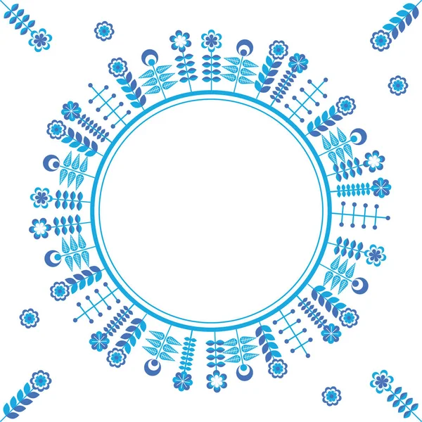 斯堪的纳维亚风格蓝色花圈 — 图库矢量图片