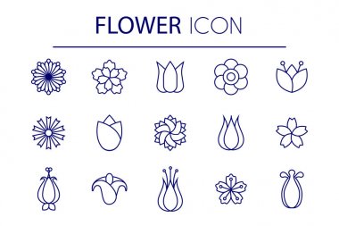 Çiçek lineart izole üzerinde beyaz arka plan ayarlayın. Hisse senedi vektör çizim yaygın yayıldı çiçekler, geometrik minimal tarzda çiçek öğeleri.