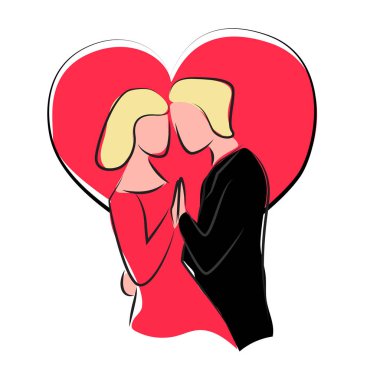 sketch couple valentine day clipart