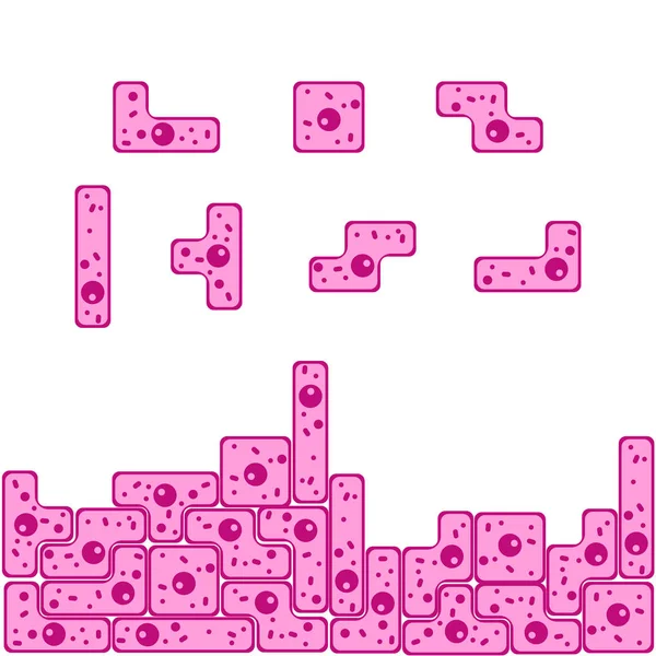 Komórki nabłonka tworząc warstwę tetris — Wektor stockowy