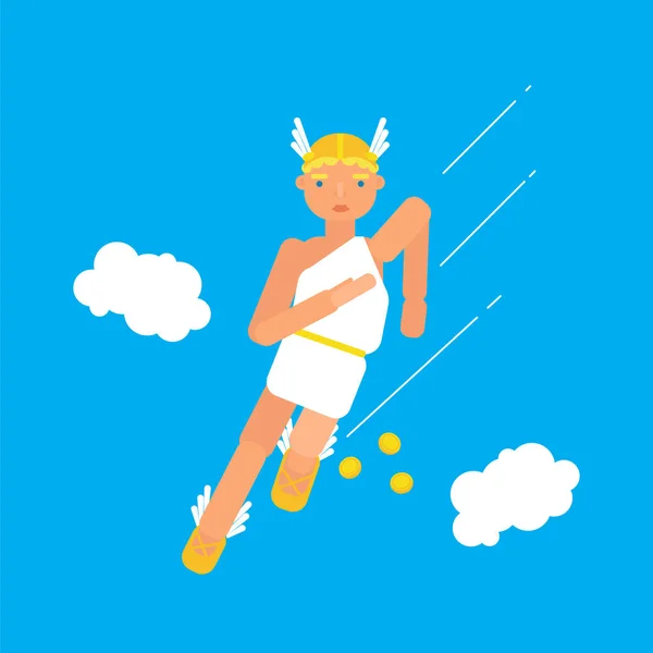 Olympisch god Hermes vlakke stijl — Stockvector