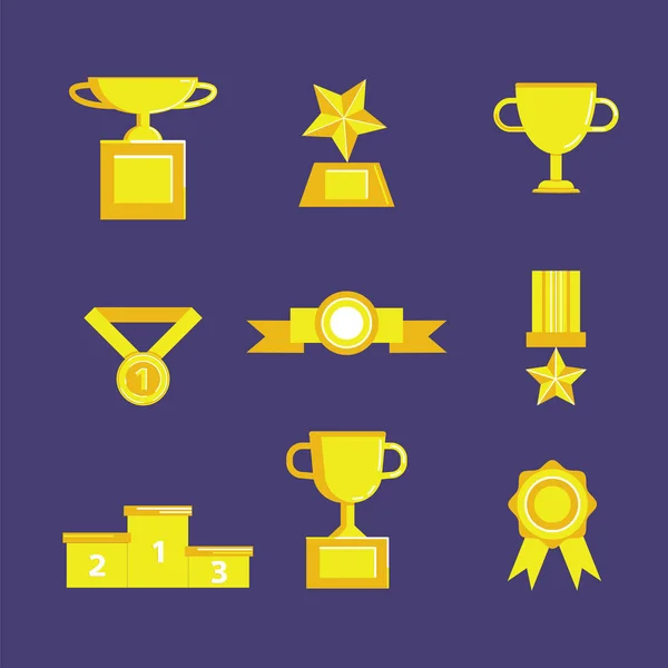 Prize award icon set — Stock Vector