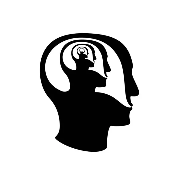 Psychoterapy mental talk inside human head icon — Stock Vector