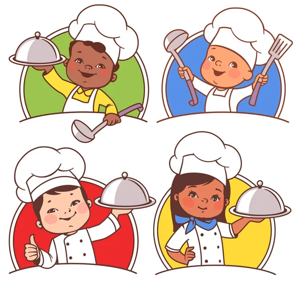 Crianças como chefs nacionais —  Vetores de Stock