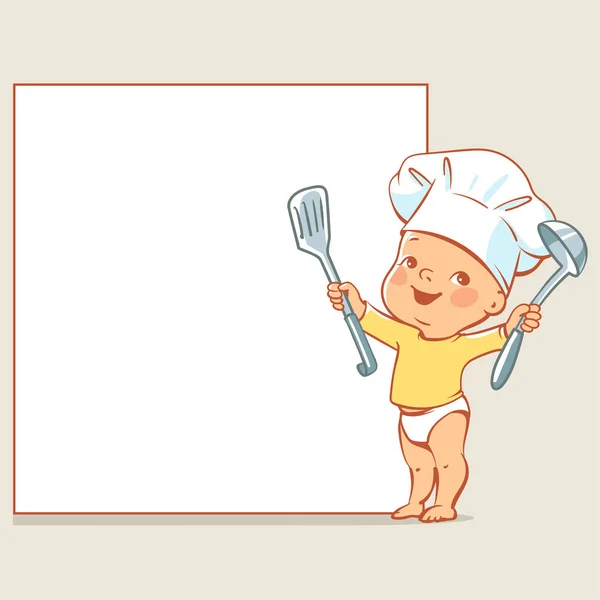 Kleine baby chef-kok op banner — Stockvector