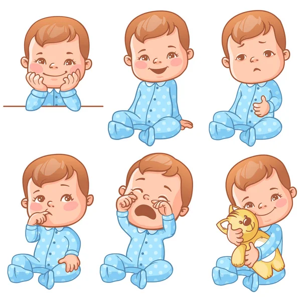 Baby boy emotions set — Stock Vector