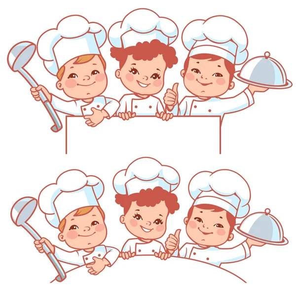 Children as little chefs. Banner. — Stock Illustration Children as little chefs. Banner. Vector Graphics