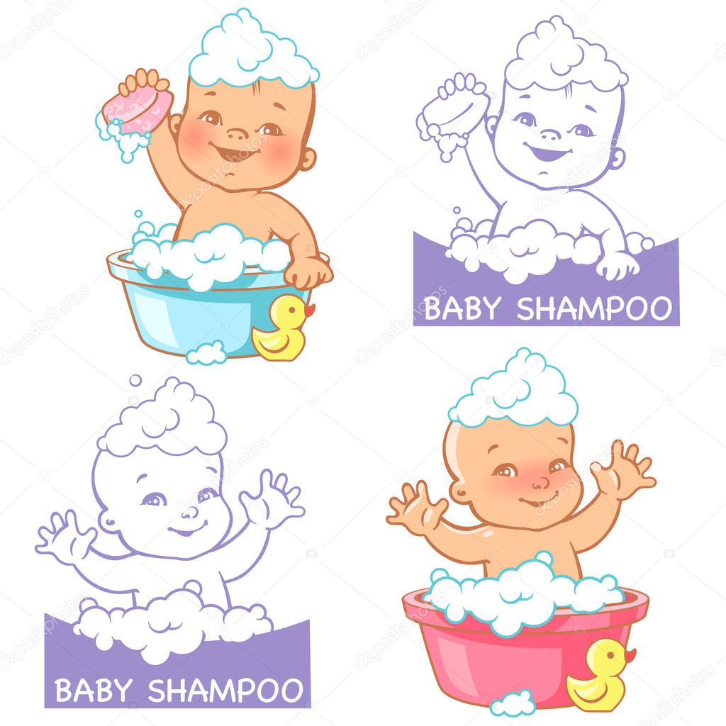 Set of baby care product logotypes