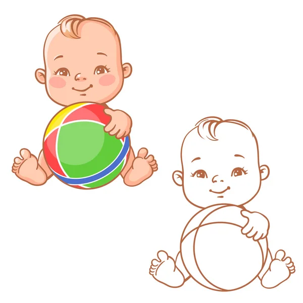 Bebé jugar con pelota — Vector de stock