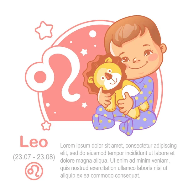 Baby zodiac. Kid as Leo astrological sign. — Stock Vector