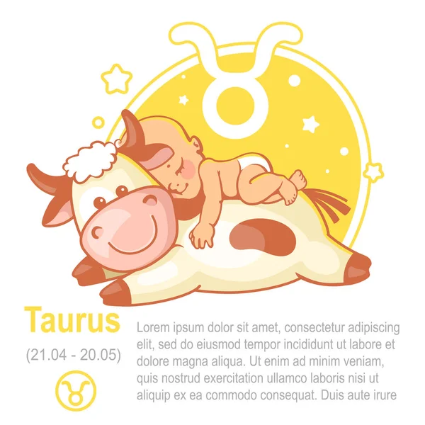 Baby zodiac. Kid as  Taurus astrological sign. — Stock Vector