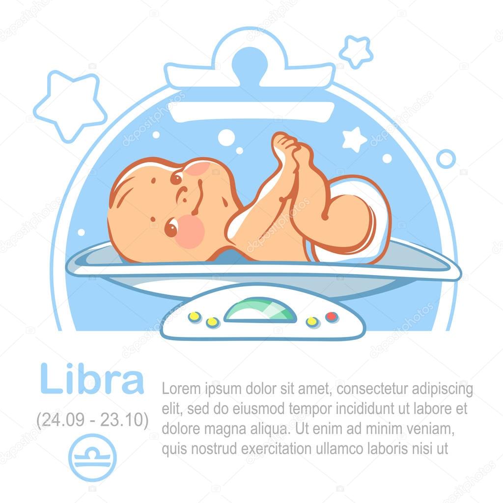 Baby zodiac. Kid as Libra astrological sign.
