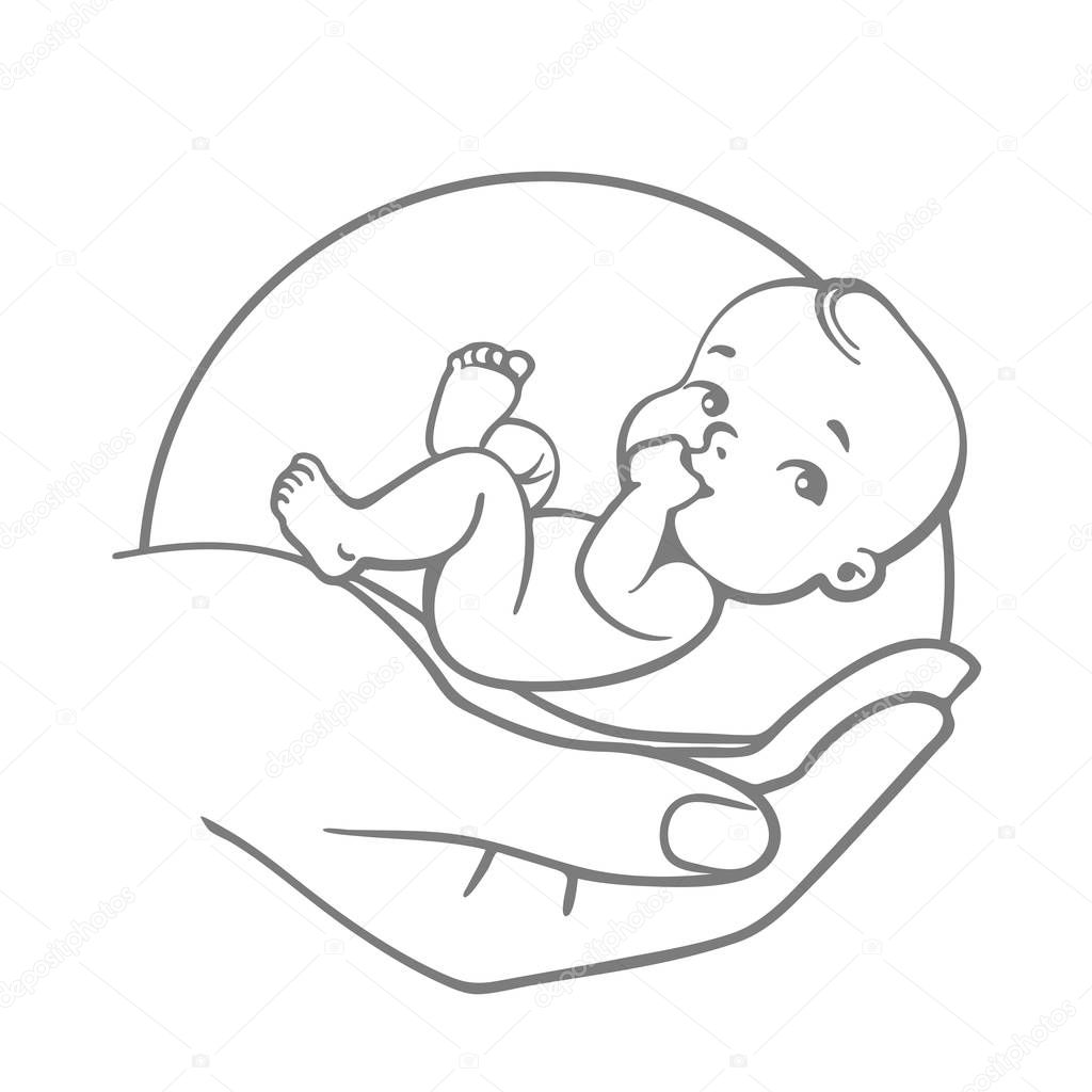 Download Baby on hand. Logo. — Stock Vector © Natoushe #146880929