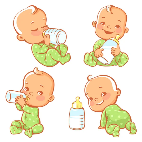 Baby mit Flasche Milch — Stockvektor