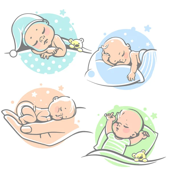 Durmiendo bebé conjunto . — Vector de stock