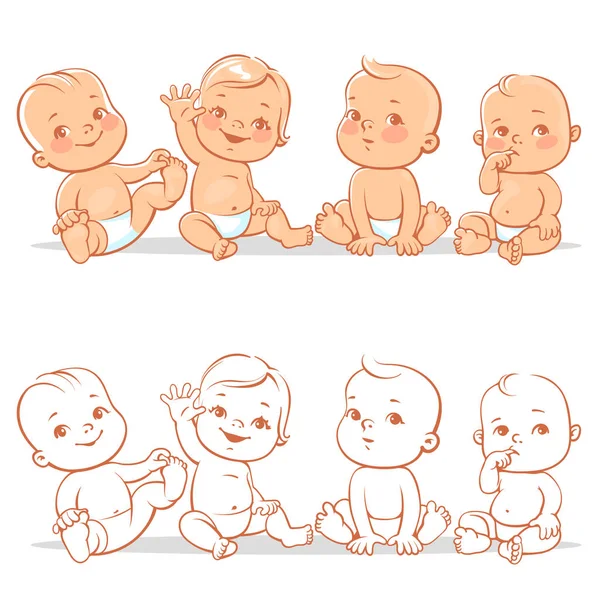 Cute babies set — Stock Vector