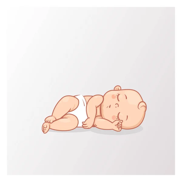 Pequeña niña nodriza en pañales que duerme. — Vector de stock