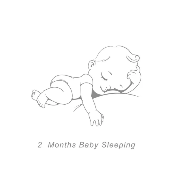Pequeño bebé de 2 meses. Los hitos del desarrollo del bebé en el primer año. — Vector de stock