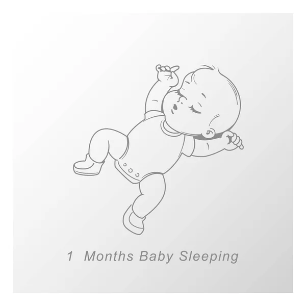 Bebé pequeño de 2 meses. Los hitos del desarrollo del bebé en el primer año. — Vector de stock