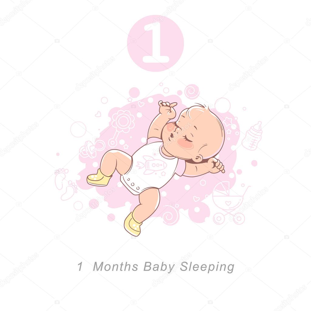 Little baby of 2 month. baby development milestones in first year.