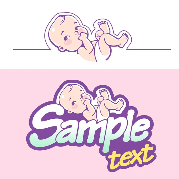Bebek bezi logo şablonu. Bebek bezi amblemi bebek. 
