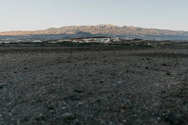 Sten Öken Med Vulkanen Teide Fjärran Teneriffa — Stockfoto