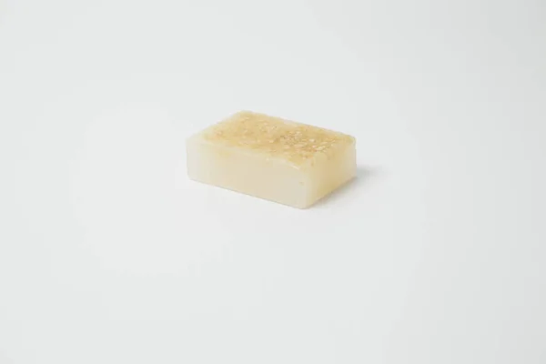 Homemade Homemade Oatmeal Honey Soap White Background — Stock Photo, Image