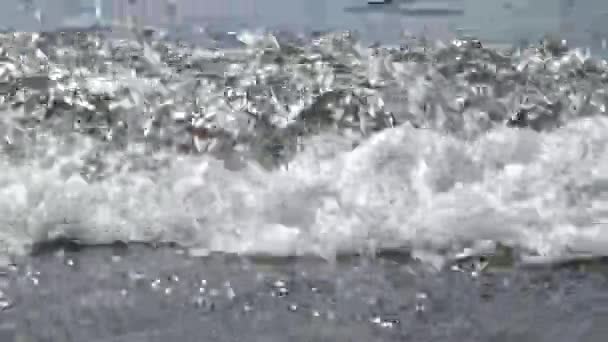 Vagues Écrasant Sur Rivage Lac Bateaux Baleines Lac Atitlan Guxoala — Video