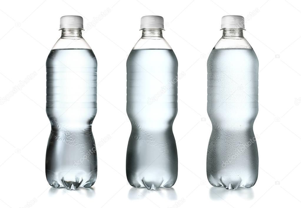 Plastic water bottles isolated on white background