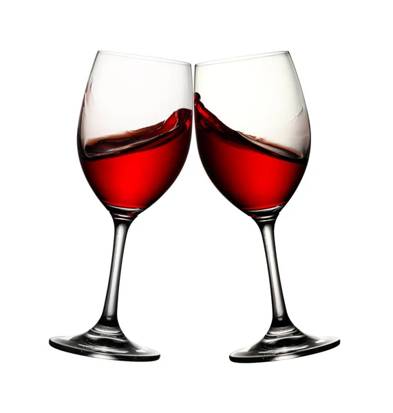 Δύο ποτήρια κρασιού με κρασιού πιτσιλιά — Φωτογραφία Αρχείου