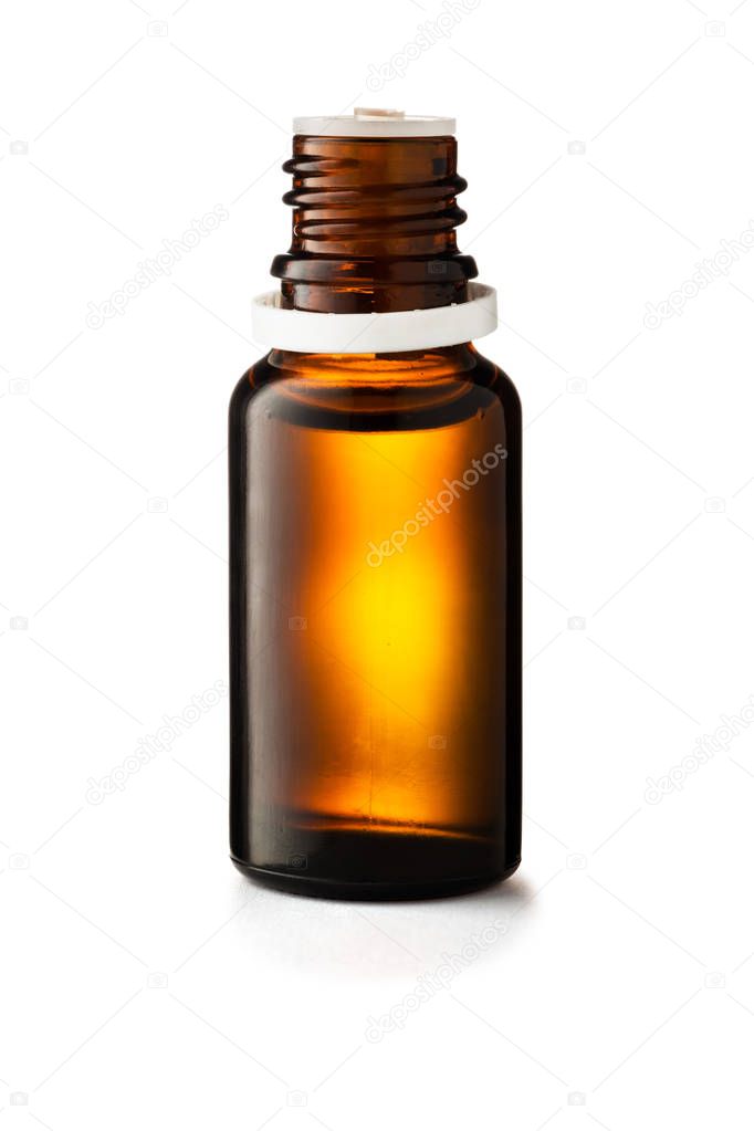Herbal medicine or aromatherapy dropper bottle isolated on white