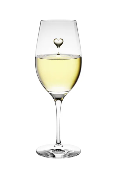 3D白葡萄酒在白底玻璃杯中的呈现 — 图库照片