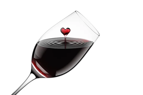 3d επεξεργασμένο κόκκινο κρασί σε ένα ποτήρι που απομονώνονται σε λευκό φόντο — Φωτογραφία Αρχείου
