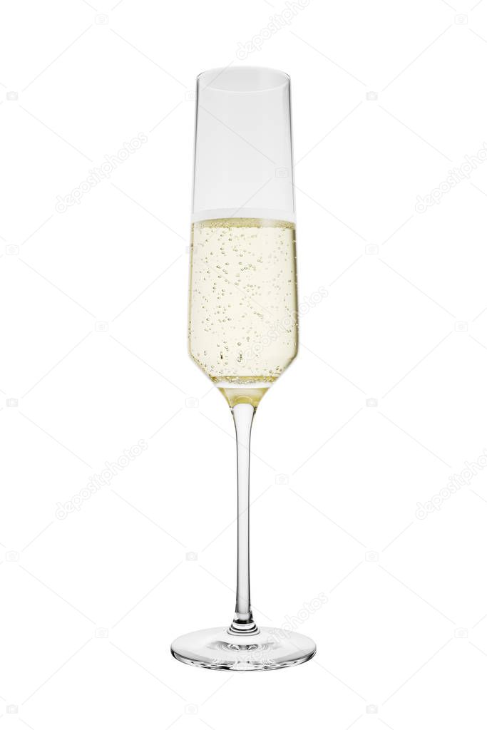 3D Rendered Flute of Champagne Isolated on White Background