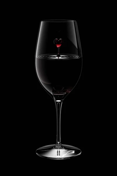 Vino Rosso Rendered 3D in un bicchiere isolato su sfondo nero — Foto Stock