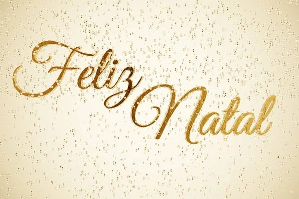 3D gerenderte goldene frohe Weihnachten Text in portugiesisch innerhalb eines f — Stockfoto