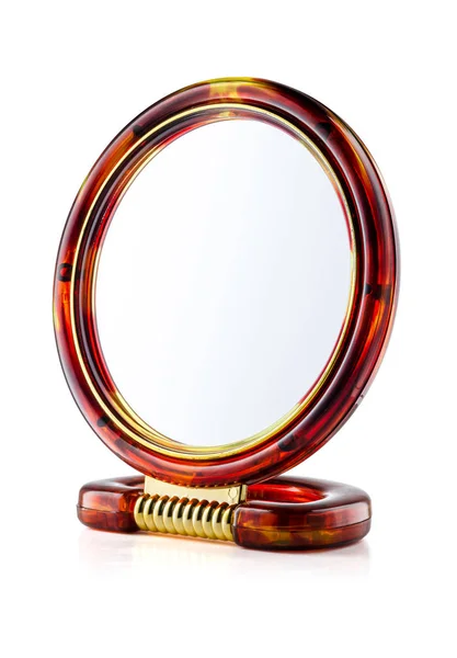 Self-standing Make-Up Mirror Isolated on White Background.