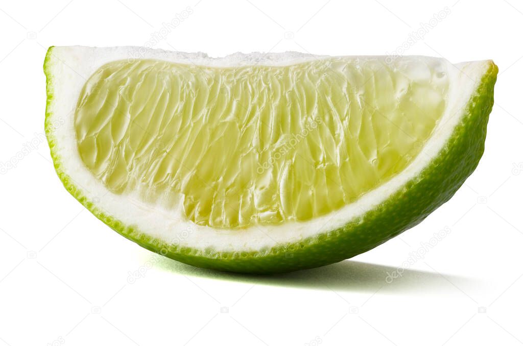 Slice of Lime Isolated on White Background With Clipping Path