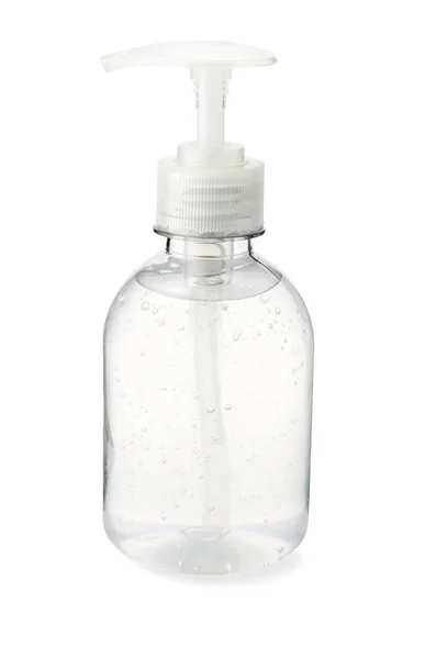 Bottiglia Disinfettante Mani Riempita Con Alcool Gel Isolato Sfondo Bianco — Foto Stock