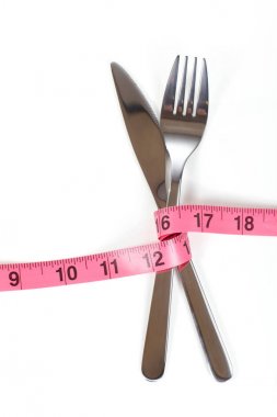 Çatal ve bıçak teyp ölçme ile sargılı