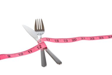 Bıçak ve çatal ipe kırmızı şerit metre