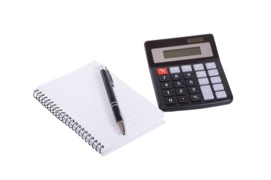 Tükenmez kalem, defter ve hesap makinesi