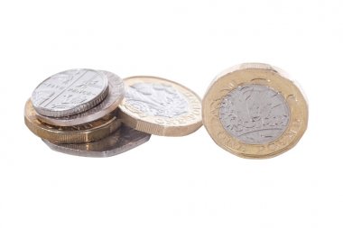 Yeni İngiliz Lirası madalyonun izole kazık