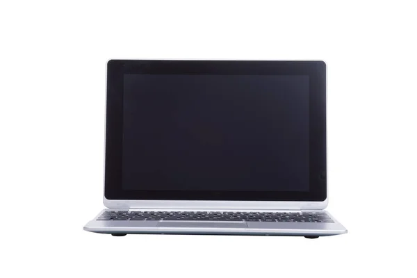 白空白の黒い画面で開いているノート パソコン — ストック写真