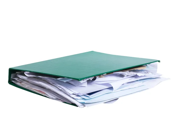 Groene office binder gevuld met papierwerk — Stockfoto