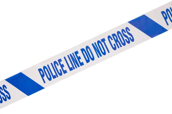 Blue police crime scene tape and white copy space — Stock Photo, Image