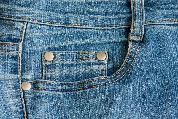 Background Texture Of Two Pocket Jeans With Seams. — Stock Photo, Image