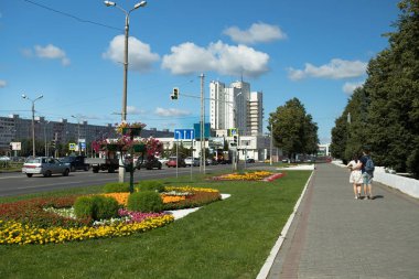 Kolomna, Rusya - 9 Ağustos 2017: Kolomna Hotel K mavi gökyüzünde