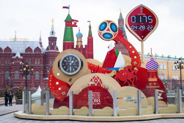 Moskova, Rusya - 21 Aralık 2017: Dünya Kupası 'na Geri sayım